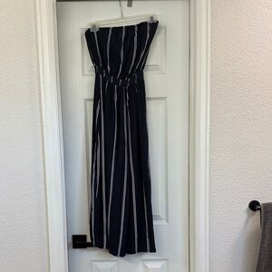 Elegant Navy and White Striped jumpsuit